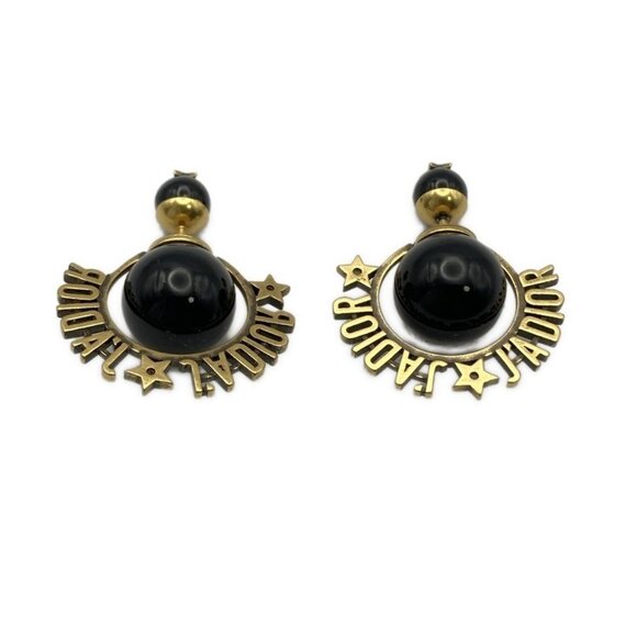 Auth DIOR/ChristianDior J'ADIOR - Gold Black Hardware Earrings - Picture 1 of 3